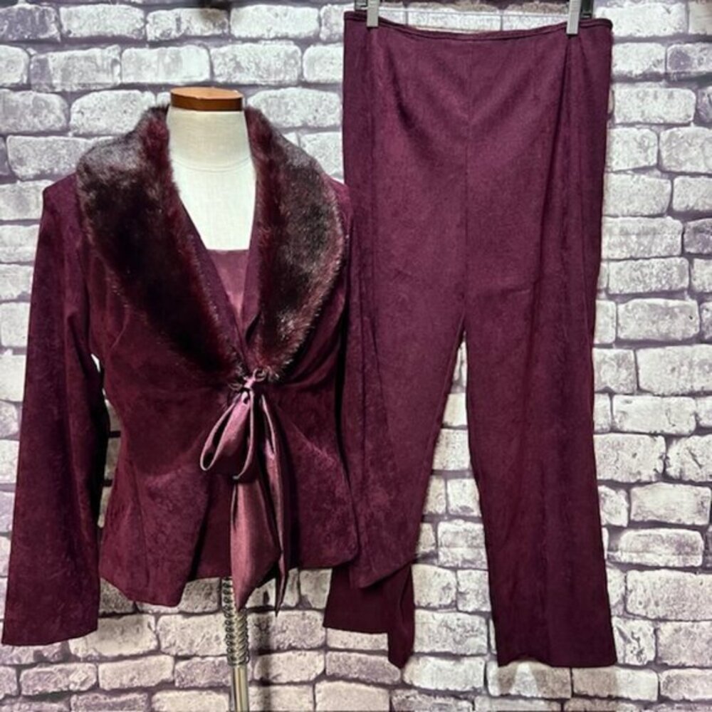 Positive Attitude Burgundy 3 Piece Suit Size 12P